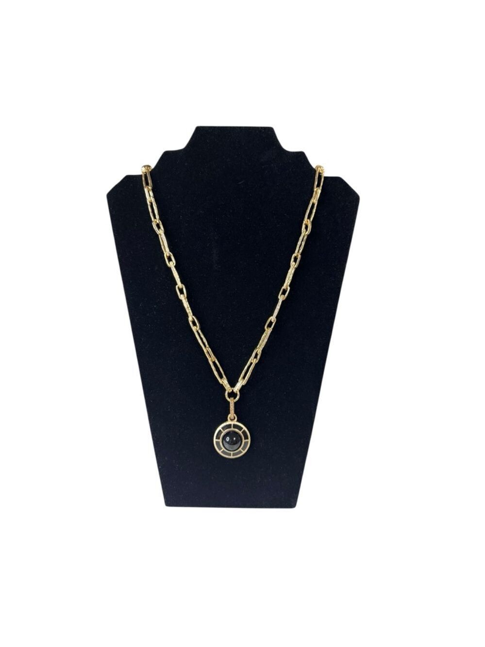 Women's Unbranded Gold Chain Necklace with Black Pendant One Size
